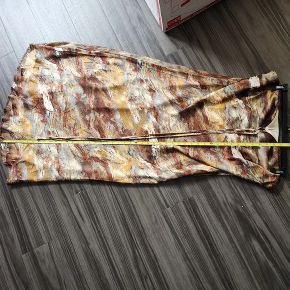 1.State Printed Lace Trim Halter Sleeveless Maxi Brown Multi Dress Womens XL - Picture 8 of 9